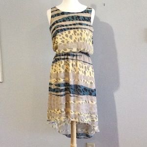 Enfocus Studio Animal Print Elastic Waist High-Low Dress Size 10
